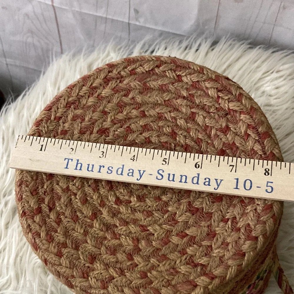 Jute Braided Cranberry Utility Basket Braided Handles